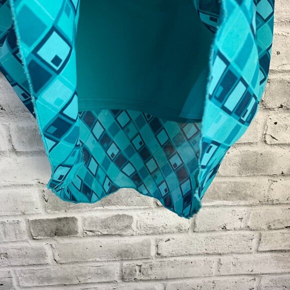 Vintage Geometric Print Semi Sheer Chiffon Retro Midi Skirt - Picture 5 of 11